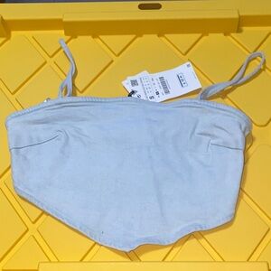 Zara Light Denim Small Vrop Top Blue NWT Women’s